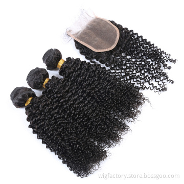 Alibaba direct factory virgin human mongolian kinky curly hair with closure,cuticle aligned curly virgin hair